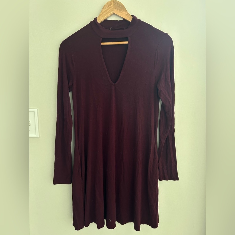 Burgundy Long Sleeve Dress